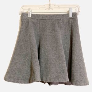 Wool Gray Skater Uniform Pleated Min Midi Skort Skirt.